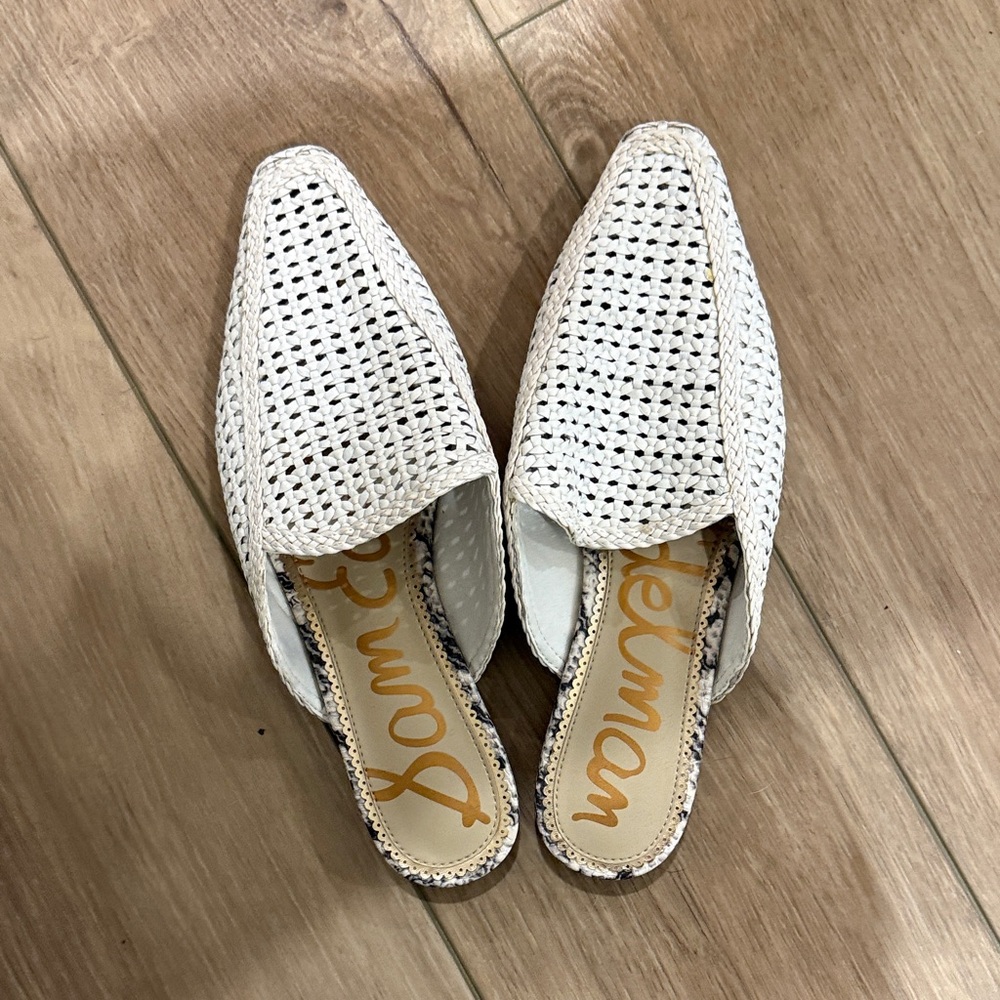 Sam Edelman Cream Woven Mules